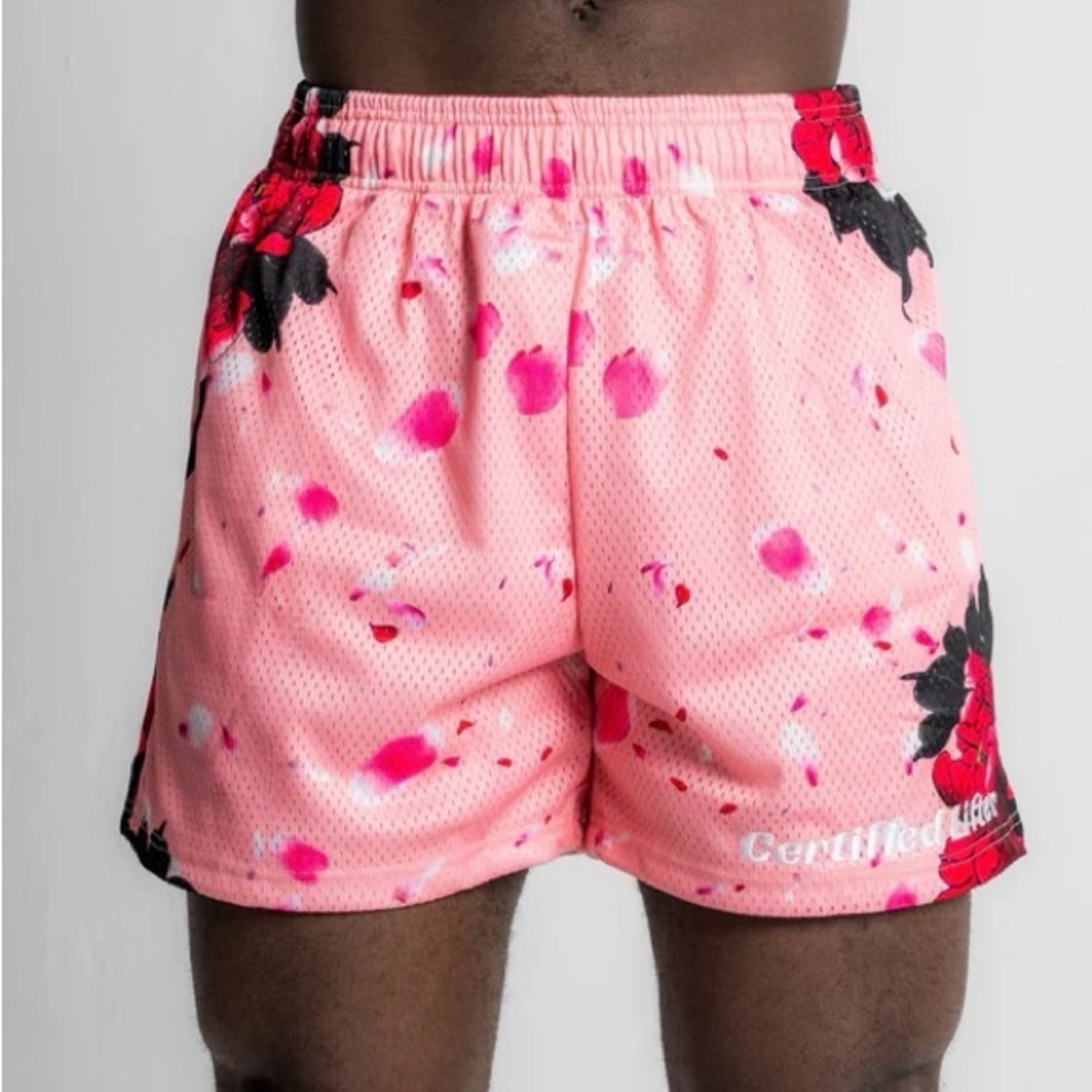 Certified Lifters Brand Pink Cherry Blossom Floral MeshGym Lifting Shorts Large